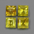 2.17 ct  4 Stück grünlich- Gelbe 4 - 4.5 mm RAR Karree Titanit Sphene Edelsteine