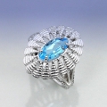 925 Silber Ring mit echtem Sky Blue Blue Topas Edelst. GR 55  (Ø17.7 mm)