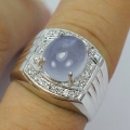 Prächtiger 925 Silber Ring mit echtem blauen 11 x9 mm Chalcedon  GR 56,5