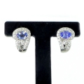 Edle 925 Silber Ohrringe mit echten Blau Violetten Tansanit Edelsteinen