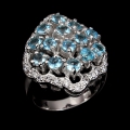 Toller 925 Silber Ring mit Brasilien Sky Blue Topas GR 54,5 (Ø 17,5 mm)