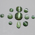 2.08 ct  11 St. unbeh. grüne 2.1 - 4.5 mm Alexandrit Katzenaugen