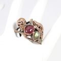 Bild 3 von UNIKAT !! 925 Silber Fine Art Designer Ring mit Rubin, Labradorit & Smaragd