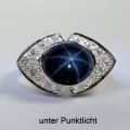 925 Silber Ring mit Blue Star Stern Saphir, GR 58,5 (Ø 18,5 mm)