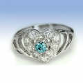 925 Silber Ring mit echtem Blauen Kambodscha Zirkon Edelstein GR 57