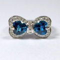 Bild 1 von Edler 925 Silber Ring mit 2 London Blue Topas Herzen, GR 52 (Ø 16,5 mm)