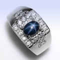 Bezaubernder 925 Silber Ring mit echtem Blue- Star Sternsaphir GR 54 (Ø17.2 mm)