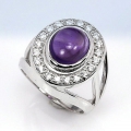 Herrlicher 925Silber Ring mit echtem Violetten Bolivien Amethyst GR 59