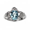 Feiner 925 Silber Ring mit Brasilien Sky Blue Topas, Größe 59 (Ø 18,8 mm)