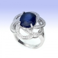925 Silber Ring mit echtem Royalblauen Afrika Saphir GR 50,5 (Ø 16,2 mm)