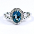 Zarter 925 Silber Ring mit Brasilien London Blue Topas, GR 52 (Ø 16,5 mm)