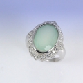925 Silber Ring mit echtem Pastellgrünen Afrika Onyx Edelst. GR 59,5 (Ø 19 mm)