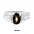 925 Silber Ring mit Black Star Stern Saphir, GR 62 (Ø 19.7 mm)