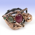 Bild 2 von UNIKAT !! 925 Silber Fine Art Designer Ring mit Rubin, Labradorit & Smaragd