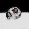 925 Silber Ring mit Pink- Violetten Rhodolith Granat Edelstein  GR 56,5
