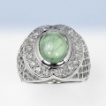 Edler 925 Silber Antik Style Ring mit 3.39 ct. Afrika Prehnit Edelst. GR 54