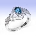 Feiner 925 Silber Ring mit Brasilien London Blue Topas 54,5 (Ø17,5mm)