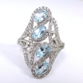 Toller 925 Silber Ring mit Sky Blue Topas Edelsteinen, Gr 59,5 (Ø 19 mm)
