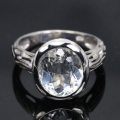 925 Silber Ring mit ovalem 12 x 10 mm Brasilien Topas, GR 56,5 (Ø 18 mm)