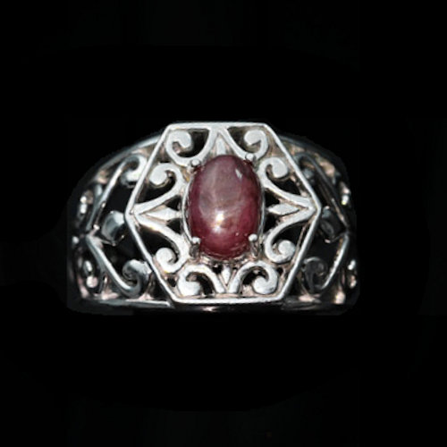 Bild 1 von Vintage Style 925 Silver Ring with Genuine 8 x 6 mm Star Ruby, GR 54.5 (Ø17.5)