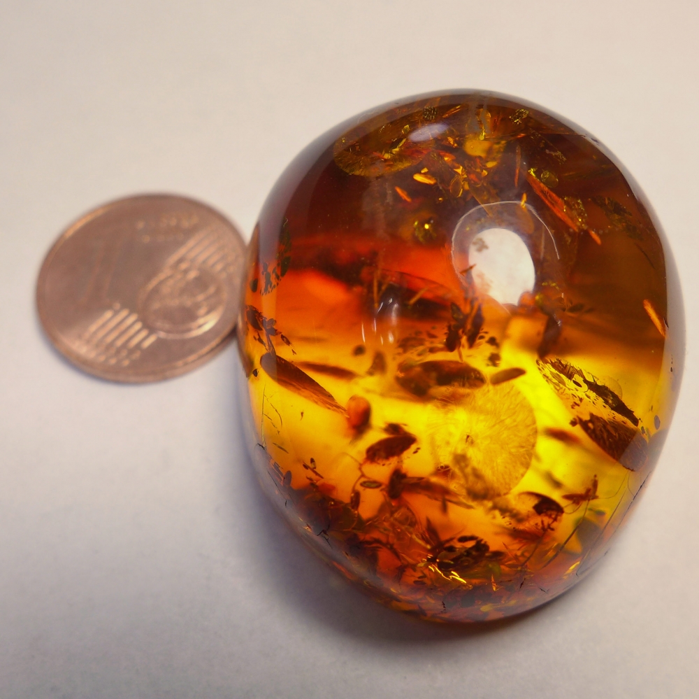 Bild 1 von 60.80 ct. Honiggelber ovaler 33 x 29 mm Ostsee Bernstein 
