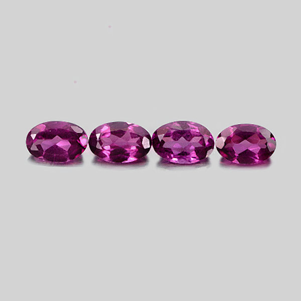 Bild 1 von 2.14 ct. VS! 4 pieces of oval Pink Violet 6.3 x 4.1 mm Rhodolite Garnet
