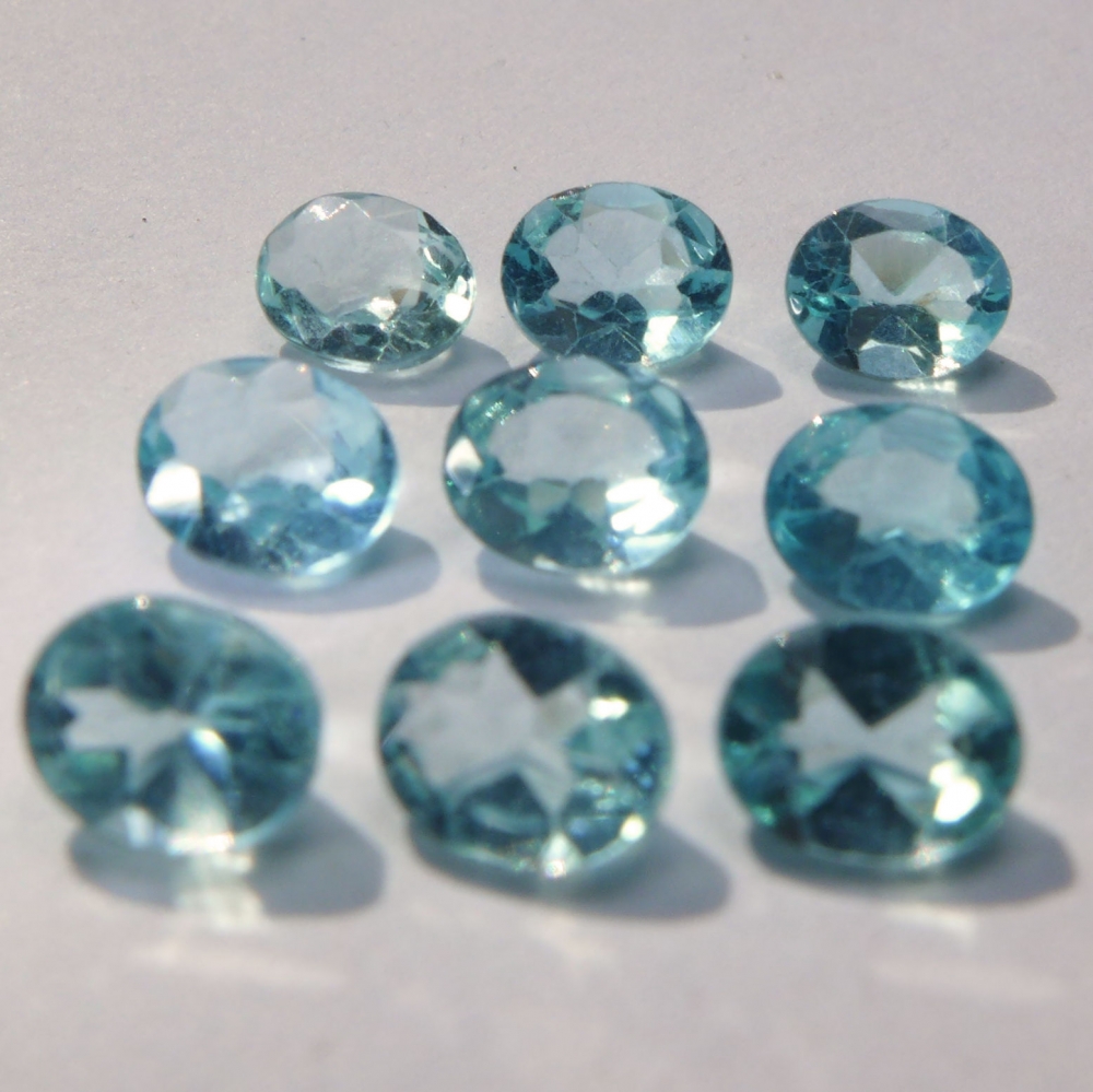 Bild 1 von 3.20 ct.  9 Stück natürliche blaue ovale 5 x 4 Brasilien Apatite