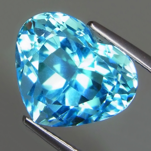 Bild 1 von 10.71 ct. VVS! Edles 14 x 11.6 mm Brasilien Sky Blue Topas Herz