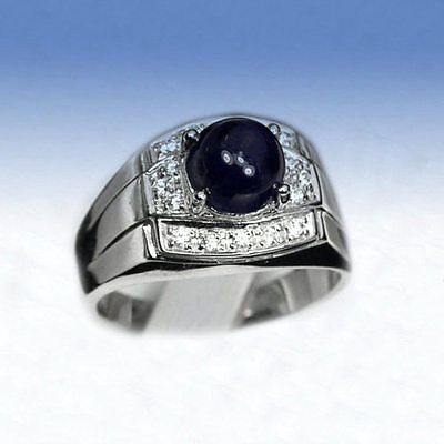 Bild 1 von Edler 925 Silber Ring mit echtem Dunkelblauen Afrika Saphir GR 59,5