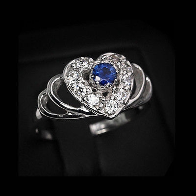 Bild 1 von Feiner 925 Silber Ring in Herzform mit echtem Royalblauen Afrika Saphir  GR 59,5