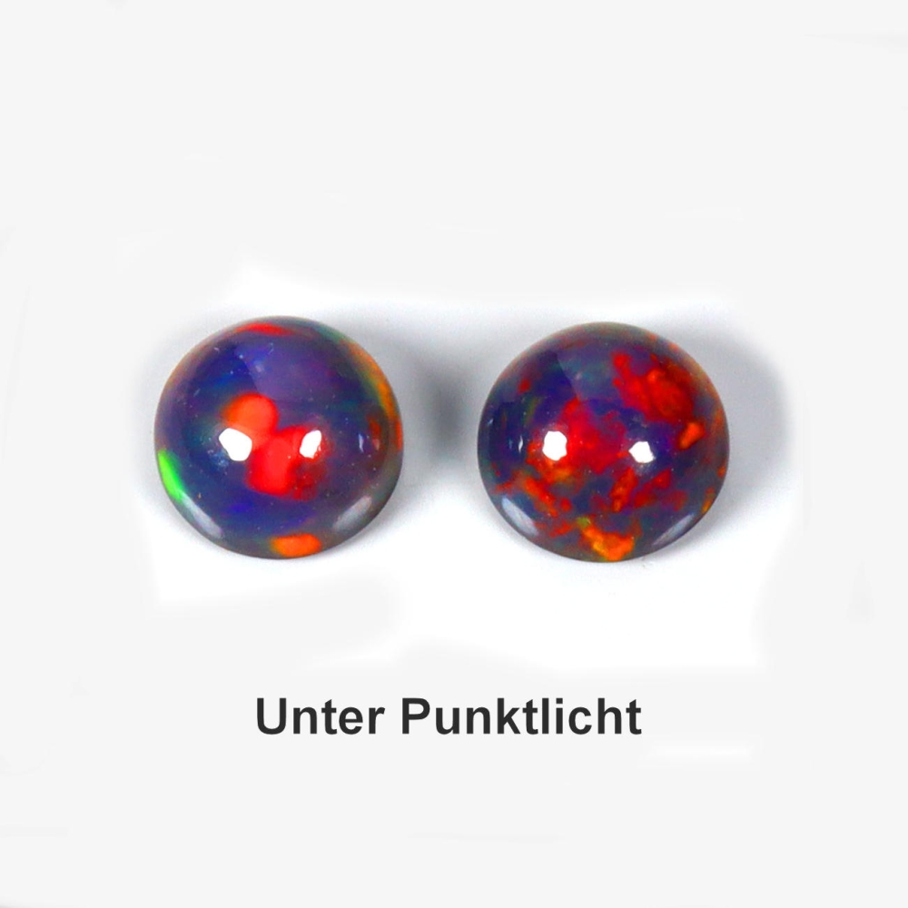 Bild 1 von 1.28 ct. Schönes Paar schwarze runde 6 mm Multi Color Opale