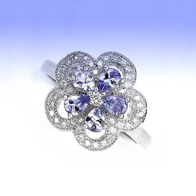 Bild 1 von Fein dezenter 925 Silber Ring mit Blau- Violetten Tansanit Edelst.  GR 59,5