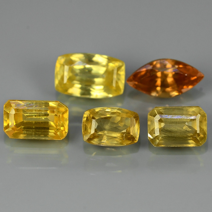 Bild 1 von 3.86 ct. Schliffmix mit 5 Stück unbeh.  gelben Tansania Zirkon Edelsteinen