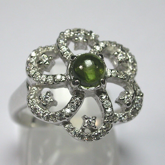 Bild 1 von Attraktiver 925 Silber Ring mit grünem echten Afrika Saphir GR 55