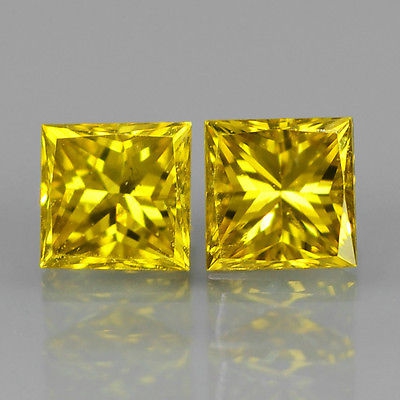 Bild 1 von 0.30 ct.  Edles Paar Top Gelbe 2.8 mm Prinzess- Schliff Diamanten