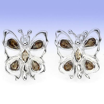 Bild 1 von Schönes Paar 925 Silber Schmetterling Ohrstecker mit Brasilien Rauchquarz Edelst