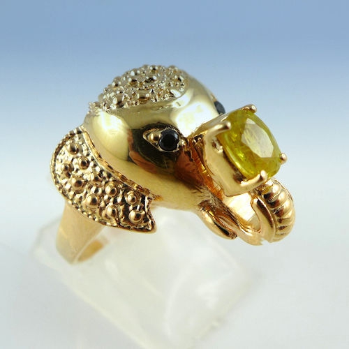 Bild 1 von Hübscher 925 Silber Elefanten Ring mit gelbem Afrika Saphir & Spinell  GR 57
