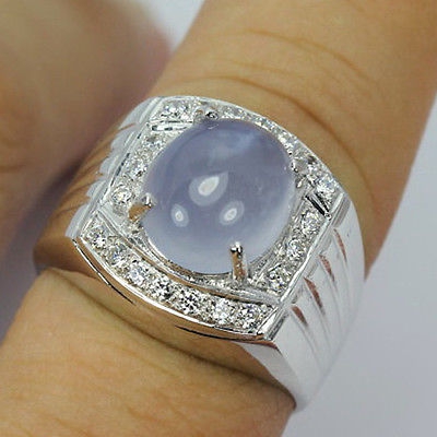 Bild 1 von Prächtiger 925 Silber Ring mit echtem blauen 11 x9 mm Chalcedon  GR 56,5