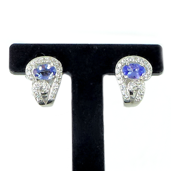 Bild 1 von Noble 925 Silver Earrings with genuine Blue Violet Tansanite Gemstones