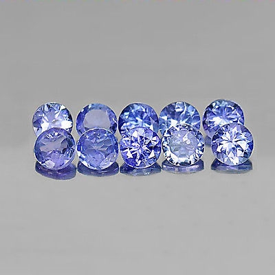 Bild 1 von 1.46 ct. 10 Stück echte runde Blau- Violette 3.4 mm Tansanit Edelsteine