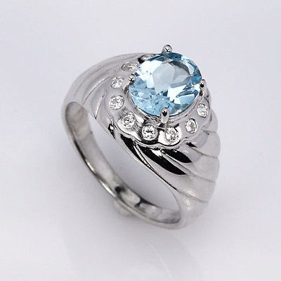 Bild 1 von Sehr schöner 925 Silber Ring mit echtem 2.18 ct. Sky Blue Topas  GR 56