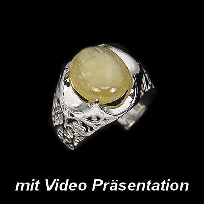 Bild 1 von Schöner 925 Silber Ring besetzt mit einem Beige- Gelben 6.16 ct. Afrika Saphir