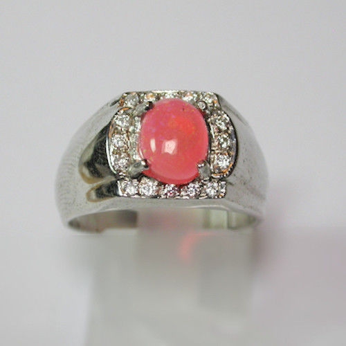 Bild 1 von Toller 925 Silber Ring mit echtem Pink 8 x 6 mm Pink Äthiopien Opal GR 55