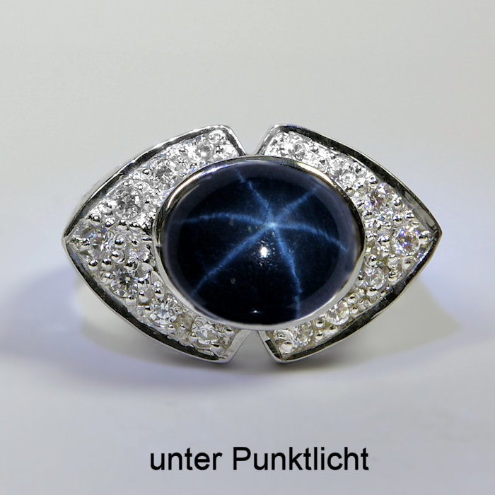 Bild 1 von 925 silver Ring with Blue Star Sapphire, SZ 8.5 (Ø 18.5 mm)