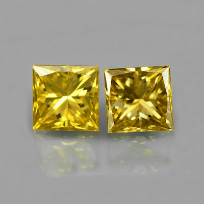 Bild 1 von 0.35 ct. Pretty Pair Fancy Yellow 3.0mm Princess Cut Diamond, SI-1