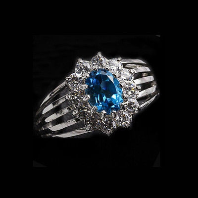 Bild 1 von Erstklassiger 925 Silber Ring mit echtem 1.43 ct. Swiss Blue Topas GR 56,5