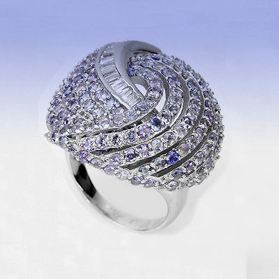 Bild 1 von Prächtiger 925 Silber Ring mit echten Brillantschliff Tansanit Edelst.  GR 63,5