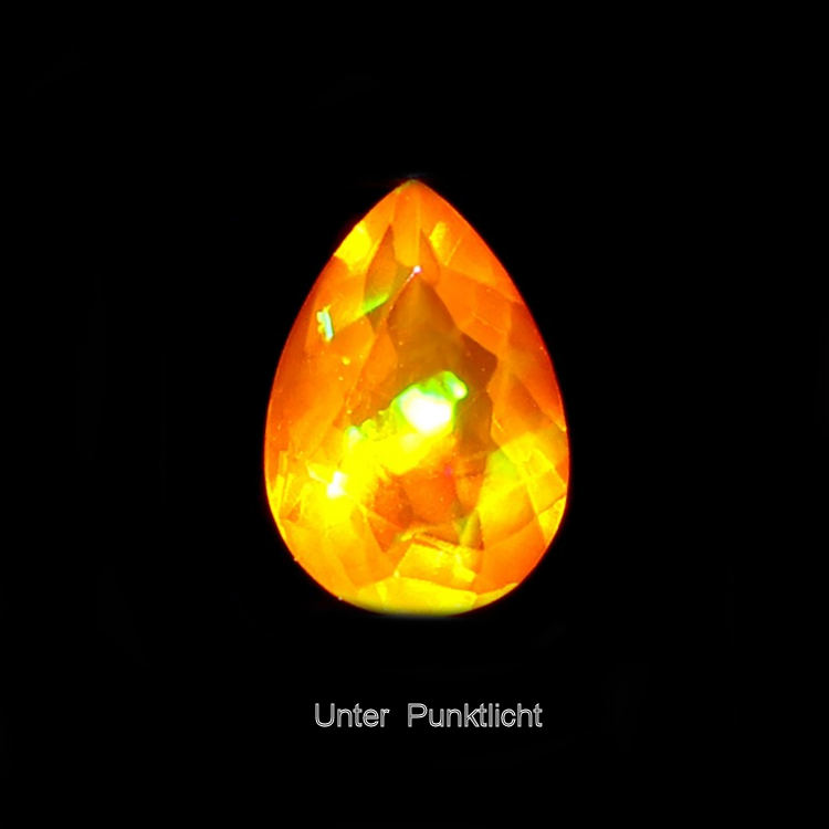 Bild 1 von 1.43 ct. Orangroter facett. 10.2 x 7 mm Mexiko Feueropal Tropfen