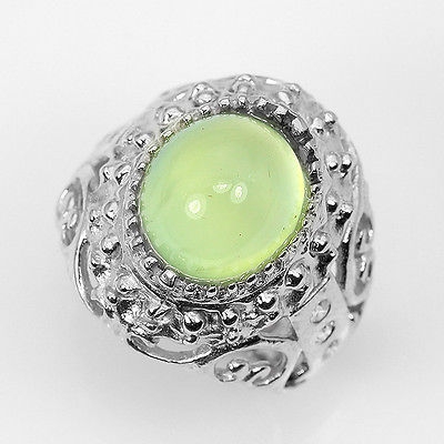 Bild 1 von Prachtvoller 925 Silber Ring mit grünem 10 x 9 mm Afrika Phrenit GR 54,5