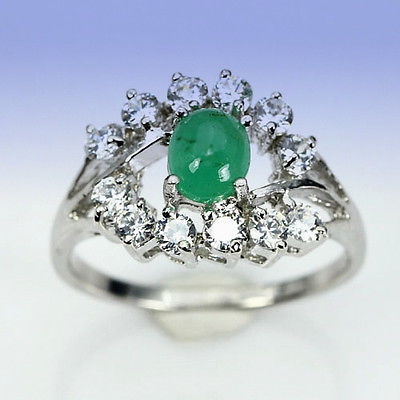 Bild 1 von Feiner 925 Silber Ring mit echtem 0.55 ct. Smaragd  GR 56 (Ø 17,8 mm)